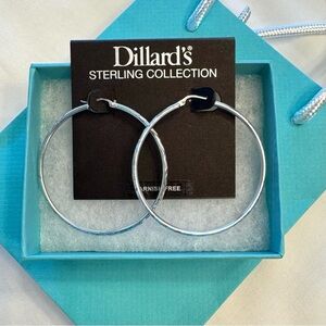 Sterling Silver Hoop Earrings Sparkly Diamond Cut Medium Size NWT